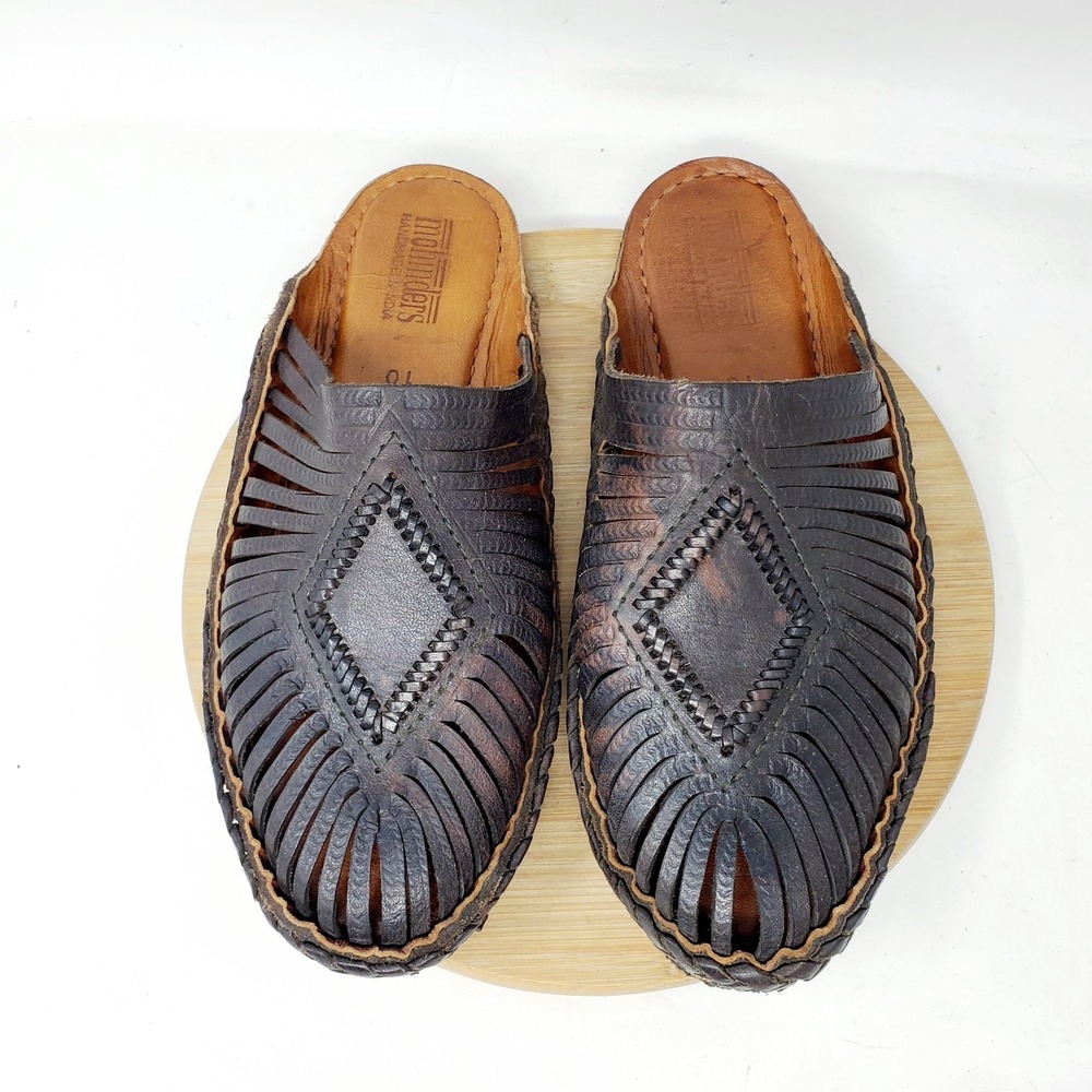 Mohinders Slippers Womens 10 Diamond Slide Brown Leather Mule Crepe Sole Shoes